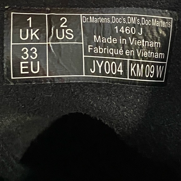 Doc Martens Air Wair 1460J Black Combat Boots Size Kids US 2 - Picture 2 of 7